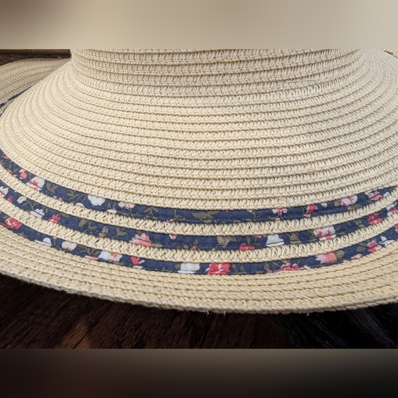 Sloggers Braided Sun Hat With Floral Trim & Lanyard Sz M 22 1/2" - Picture 5 of 12